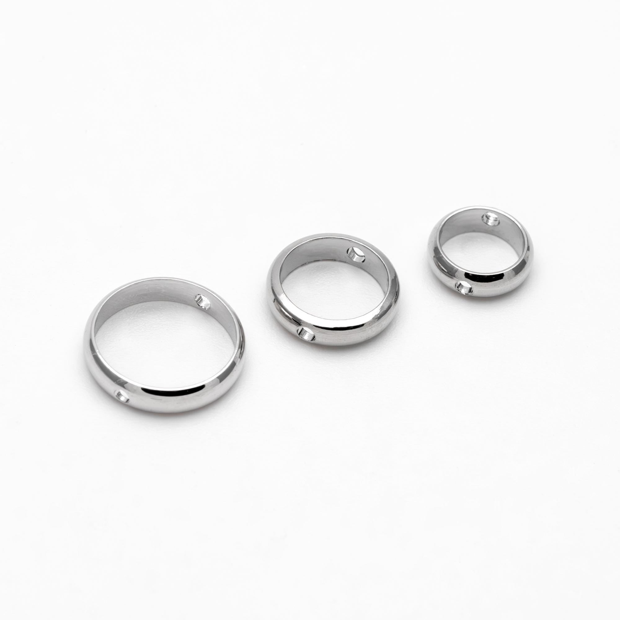 10pcs Gold/ Silver Round Bead Frame Charms, Gold/ Rhodium plated Brass Ring Connectors, 8/ 9/ 10/ 11/ 12mm Outer Size (GB-021)